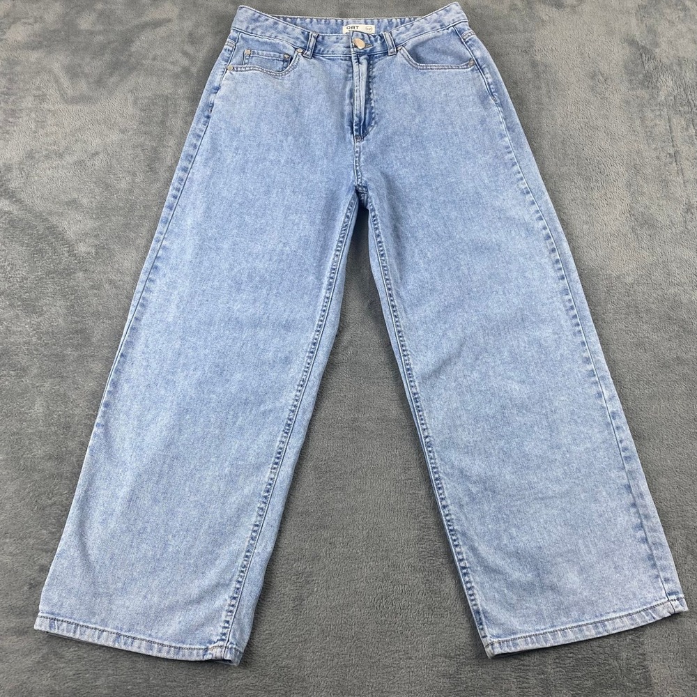 OAT New York Women 8/29 Wide Leg Baggy Jeans Blue Cloud Luxe Denim High Rise